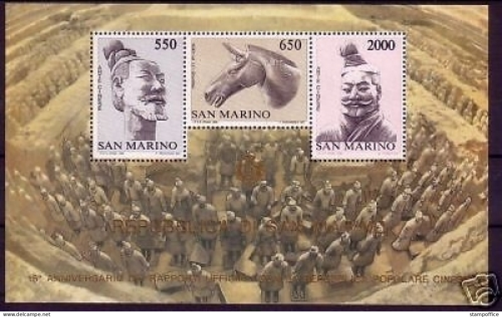 SAN MARINO BLOCK 10 POSTFRISCH(MINT) CHINESISCHE KUNST TERRAKOTTAFIGUREN - Hojas Bloque