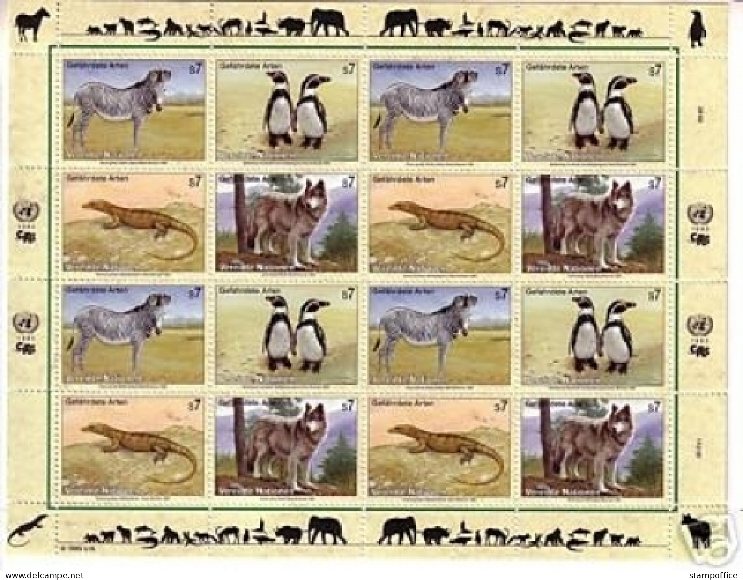 UNO WIEN MI-NR. 143-146 POSTFRISCH(MINT) KLEINBOGEN 1993 ZEBRA PINGUIN WOLF WARAN - Blocks & Kleinbögen