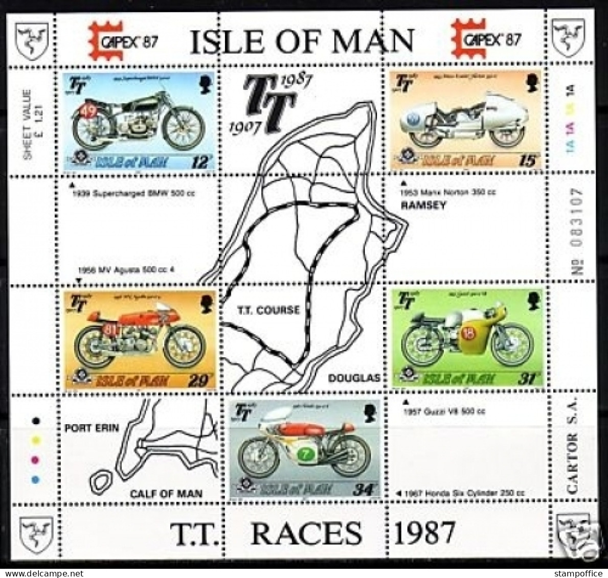 ISLE OF MAN BLOCK 9 POSTFRISCH(MINT) TOURIST TROPHY 1987 MOTORRADRENNEN - Motorräder