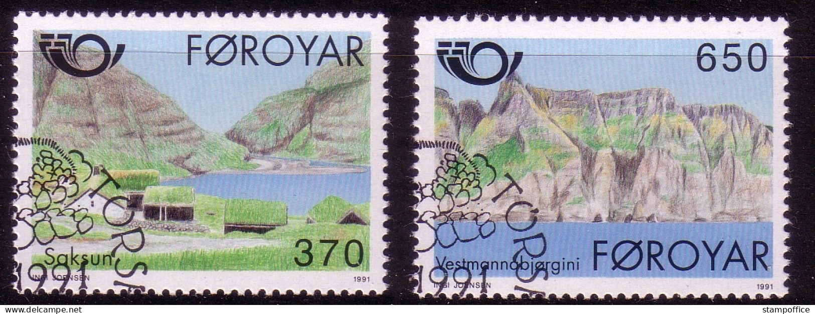 FÄRÖER MI-NR. 219-220 GESTEMPELT(USED) NORDEN 1991 TOURISMUS - 1991