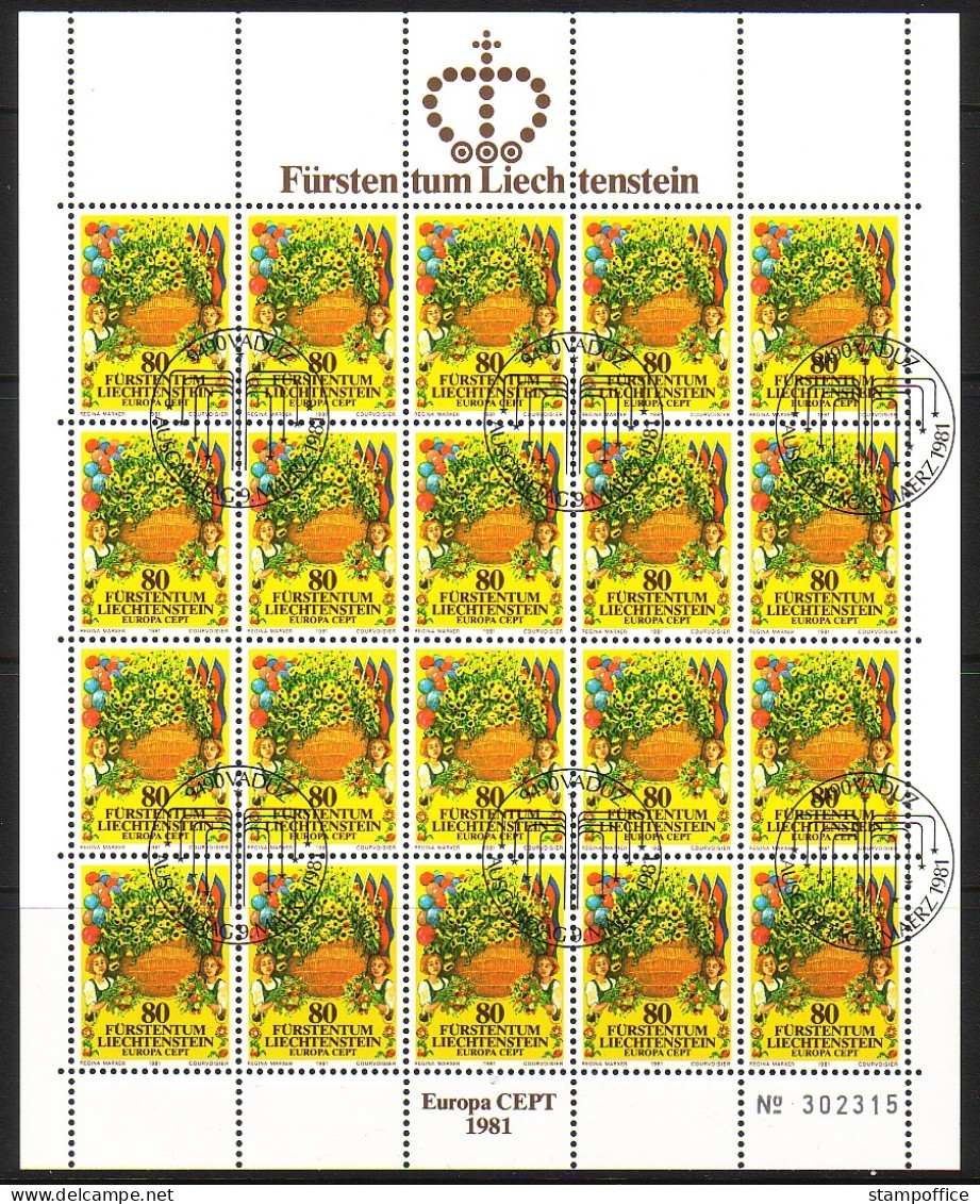 LIECHTENSTEIN MI-NR. 764-765 GESTEMPELT(USED) KLEINBOGENSATZ EUROPA 1981 FOLKLORE - 1981