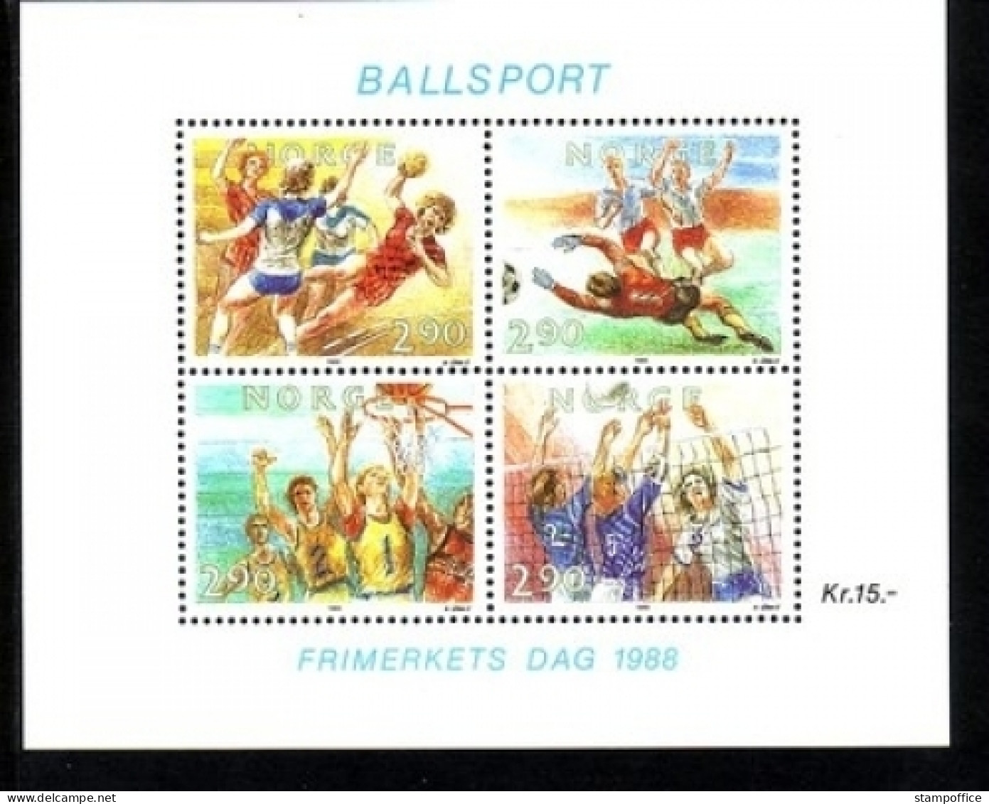 NORWEGEN BLOCK 10 POSTFRISCH(MINT) TAG DER BRIEFMARKE 1988 BALLSPORT FUSSBALL HANDBALL VOLLEYBALL BASKETBALL - Blocks & Sheetlets