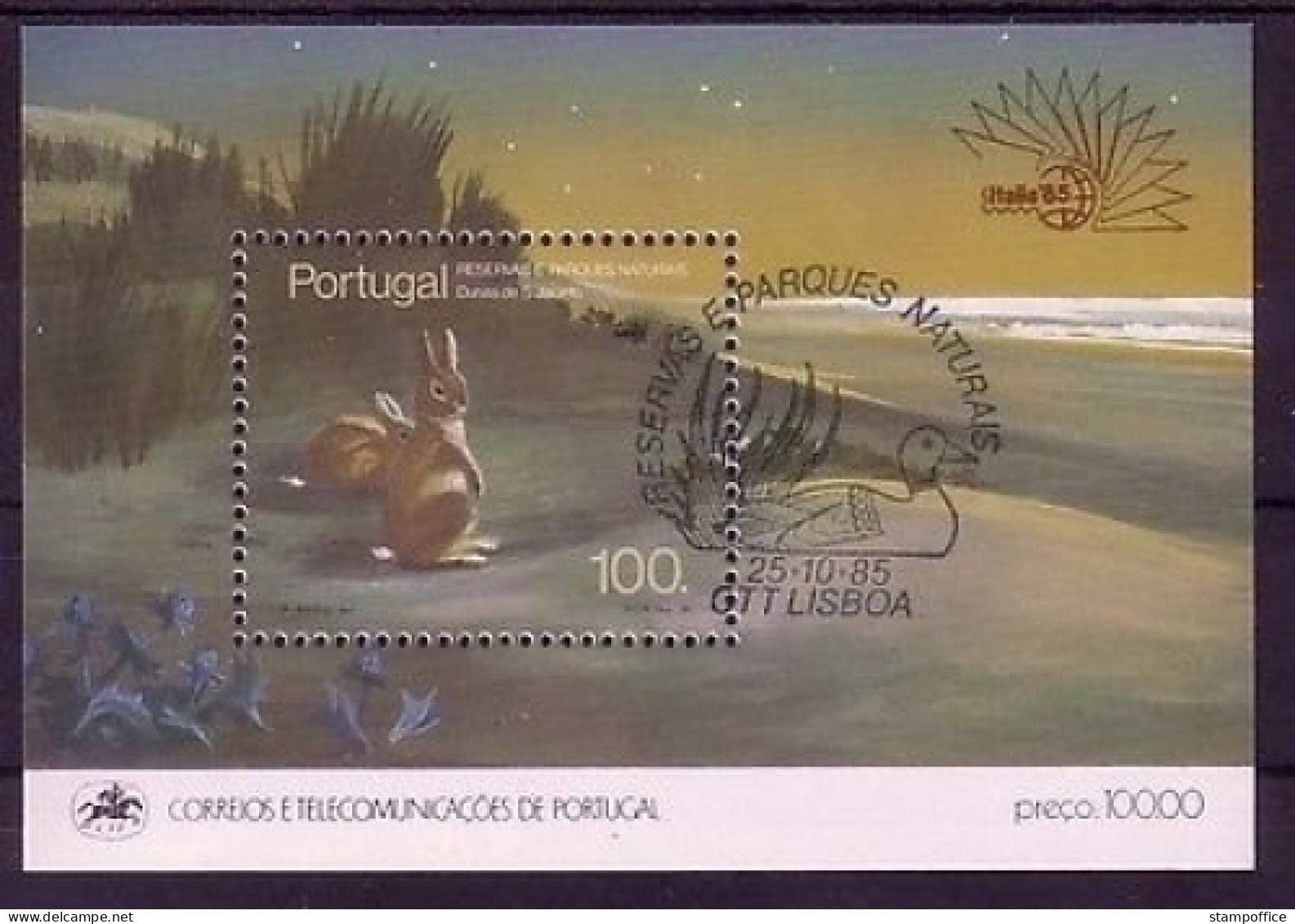 PORTUGAL BLOCK 48 GESTEMPELT(USED) NATURSCHUTZGEBIETE IN PORTUGAL 1985 HASE - Blocks & Kleinbögen
