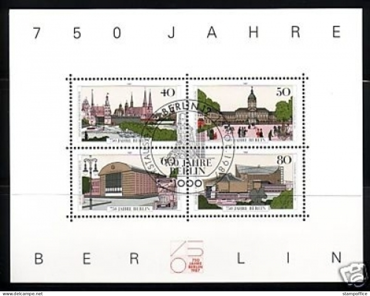 BERLIN BLOCK 8 GESTEMPELT(USED) 750 JAHRE BERLIN SCHLOSS- PHILHARMONIE - Blocks & Sheetlets