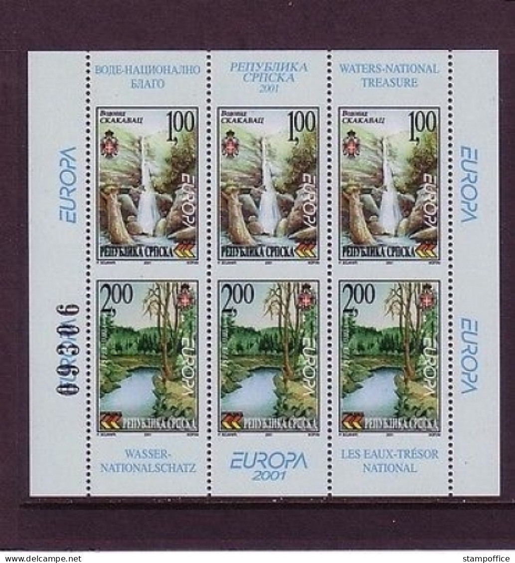 BOSNIEN-HERZEGOWINA (SERB.) H-Blatt 3 Mit MI-NR. 200-201 C POSTFRISCH(MINT) EUROPA 2001 WASSER - 2001