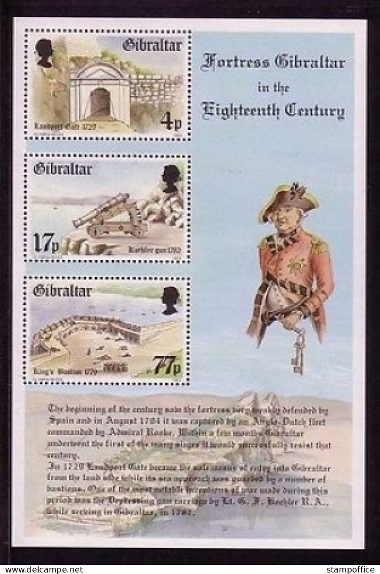 GIBRALTAR BLOCK 8 POSTFRISCH(MINT) BEFESTIGUNG IM 18. JAHRHUNDERT - Gibraltar