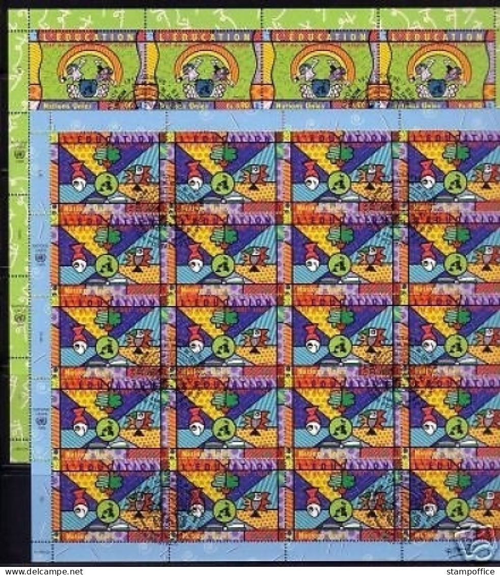 UNO GENF Mi-Nr. 382-383 GESTEMPELT(USED) KLEINBOGENSATZ EDUCATION ROMERO BRITTO 1999 - Hojas Y Bloques