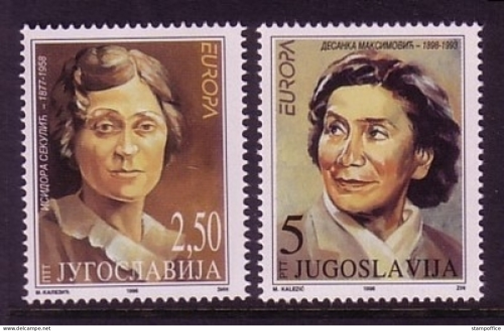 JUGOSLAWIEN MI-NR. 2777-2778 POSTFRISCH EUROPA 1996 BERÜHMTE FRAUEN - 1996