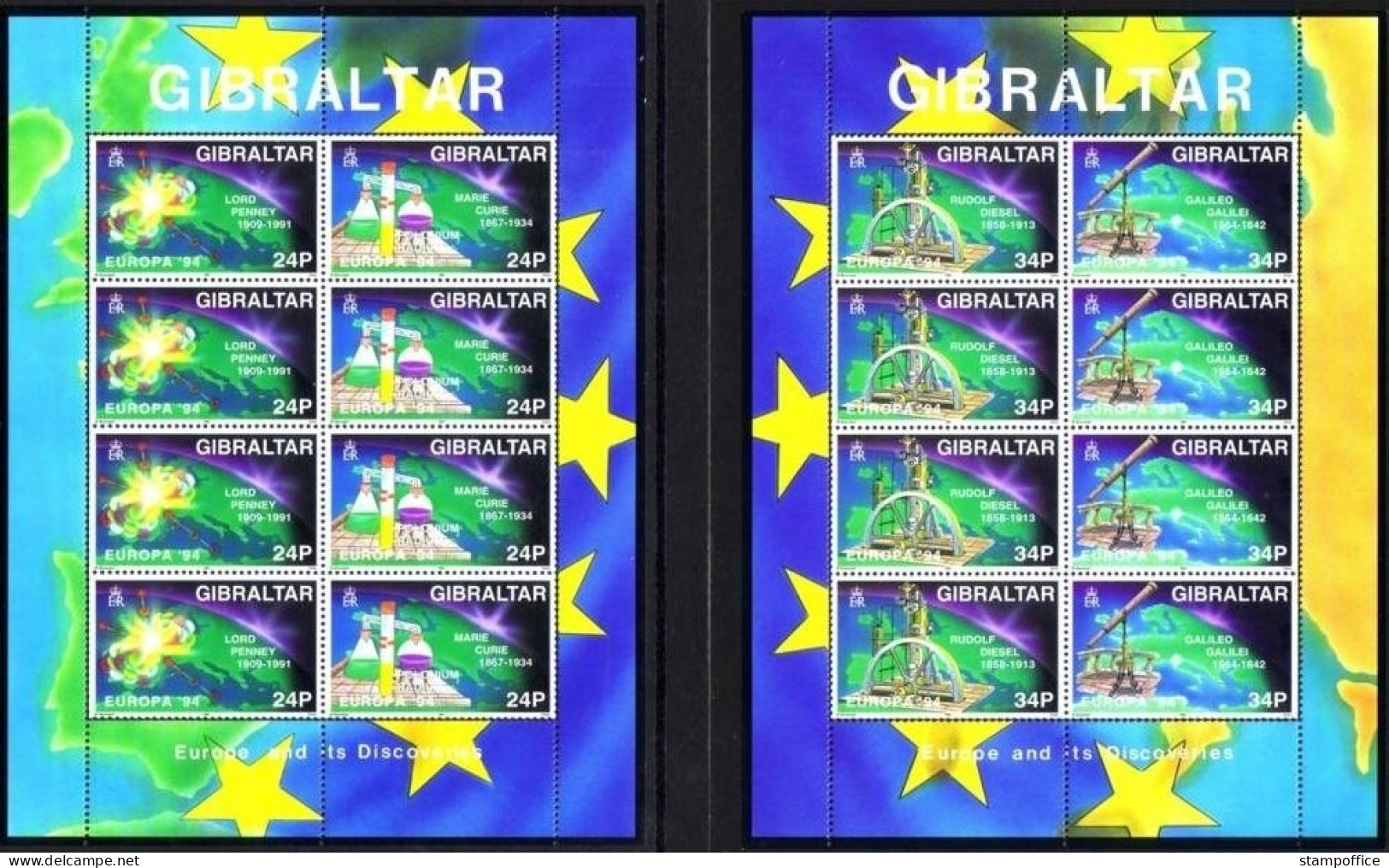 GIBRALTAR MI-NR. 683-686 POSTFRISCH KLEINBOGENSATZ EUROPA-CEPT 1994 - 1994