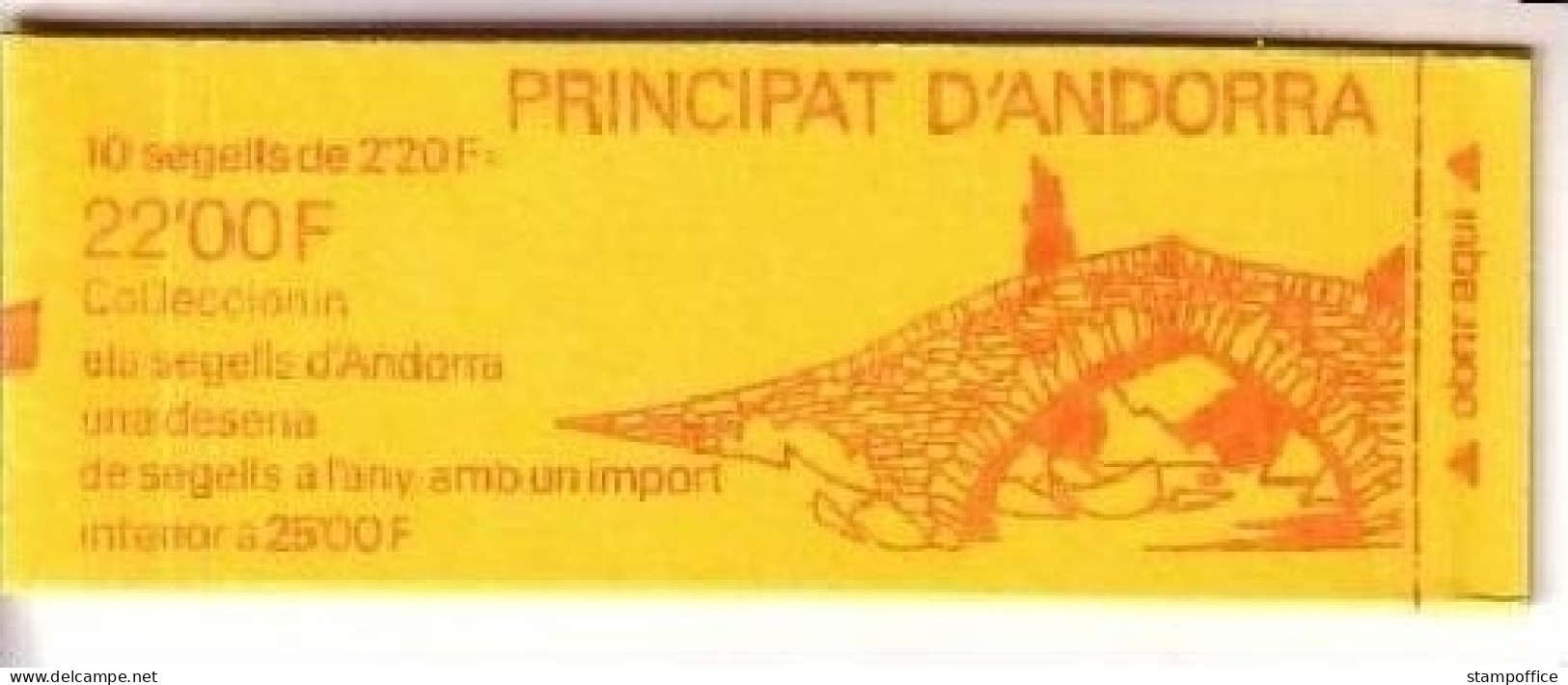 ANDORRA FRANZÖSISCH MH 0-2 Mit MI-NR. 387 POSTFRISCH(MINT) FREIMARKE WAPPEN - Markenheftchen