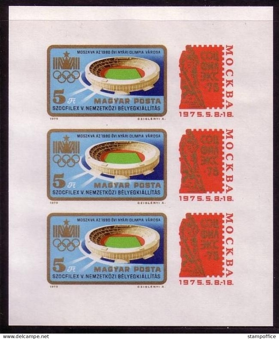 UNGARN MI-NR. 3042 B POSTFRISCH(MINT) KLEINBOGEN OLYMPIASTADION SOMMEROLYMPIADE MOSKAU 1980 - Estate 1980: Mosca