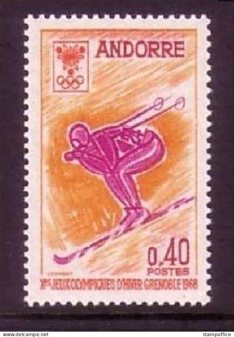FRANZÖSISCH ANDORRA MI-NR. 207 POSTFRISCH(MINT) WINTEROLYMPIADE GRENOBLE 1968 - SKIFAHREN - Nuevos