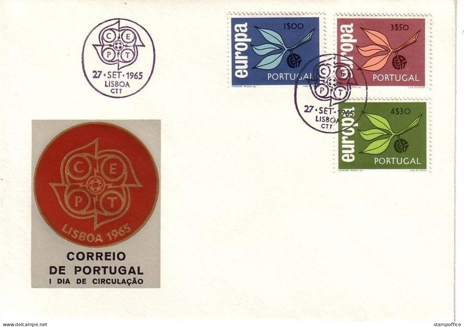 PORTUGAL MI-NR. 990-992 FDC CEPT 1965 ZWEIG - 1965