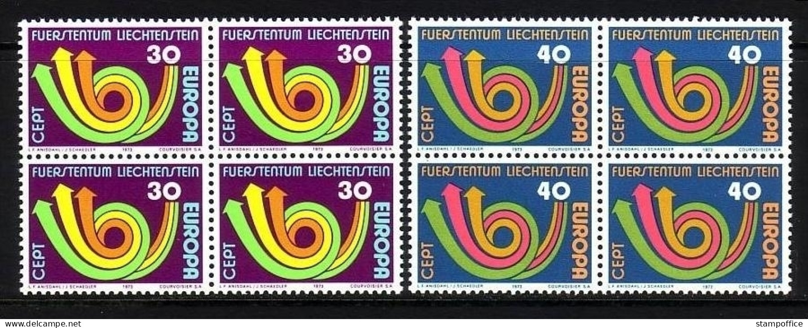 LIECHTENSTEIN MI-NR. 579-580 POSTFRISCH(MINT) 4er Block EUROPA 1973 POSTHORN - 1973