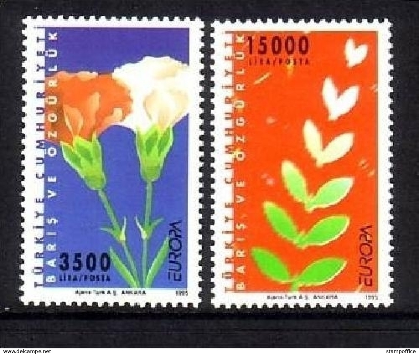 TÜRKEI MI-NR. 3047-3048 POSTFRISCH(MINT) EUROPA 1995 - FRIEDEN Und FREIHEIT NELKE ÖLBAUMBLATT - 1995