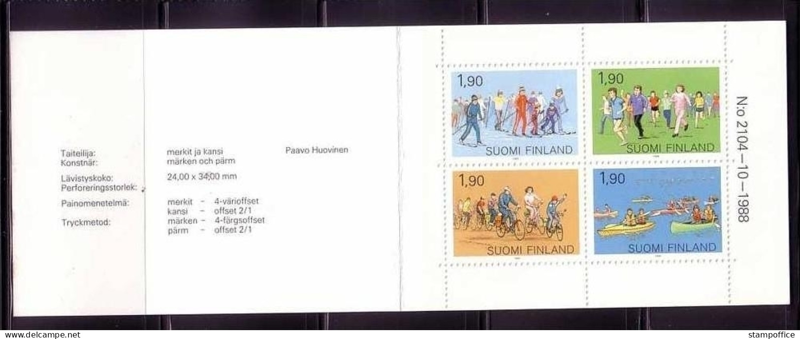 FINNLAND MH 24 POSTFRISCH(MINT) SPORT - SKI - RADFAHREN - KANU - Markenheftchen