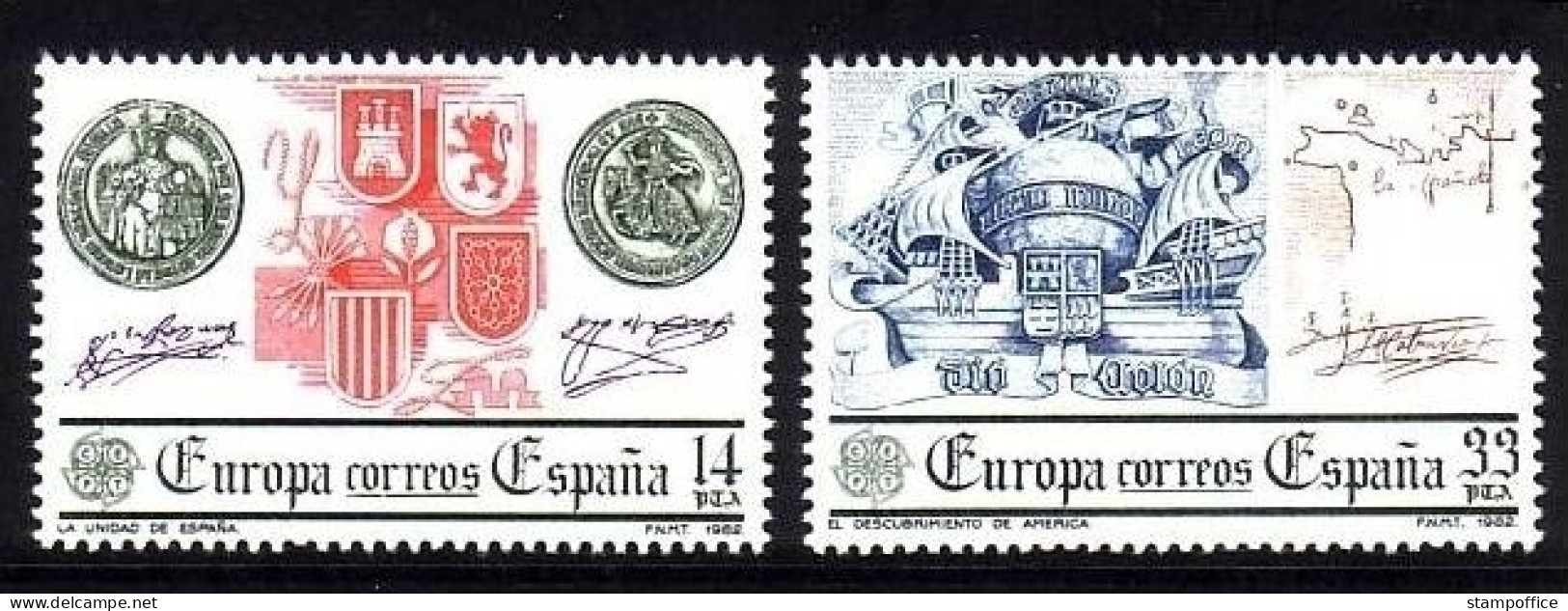 SPANIEN MI-NR. 2545-2546 POSTFRISCH(MINT) EUROPA 1982 HISTORISCHE EREIGNISSE SCHIFFE - 1982