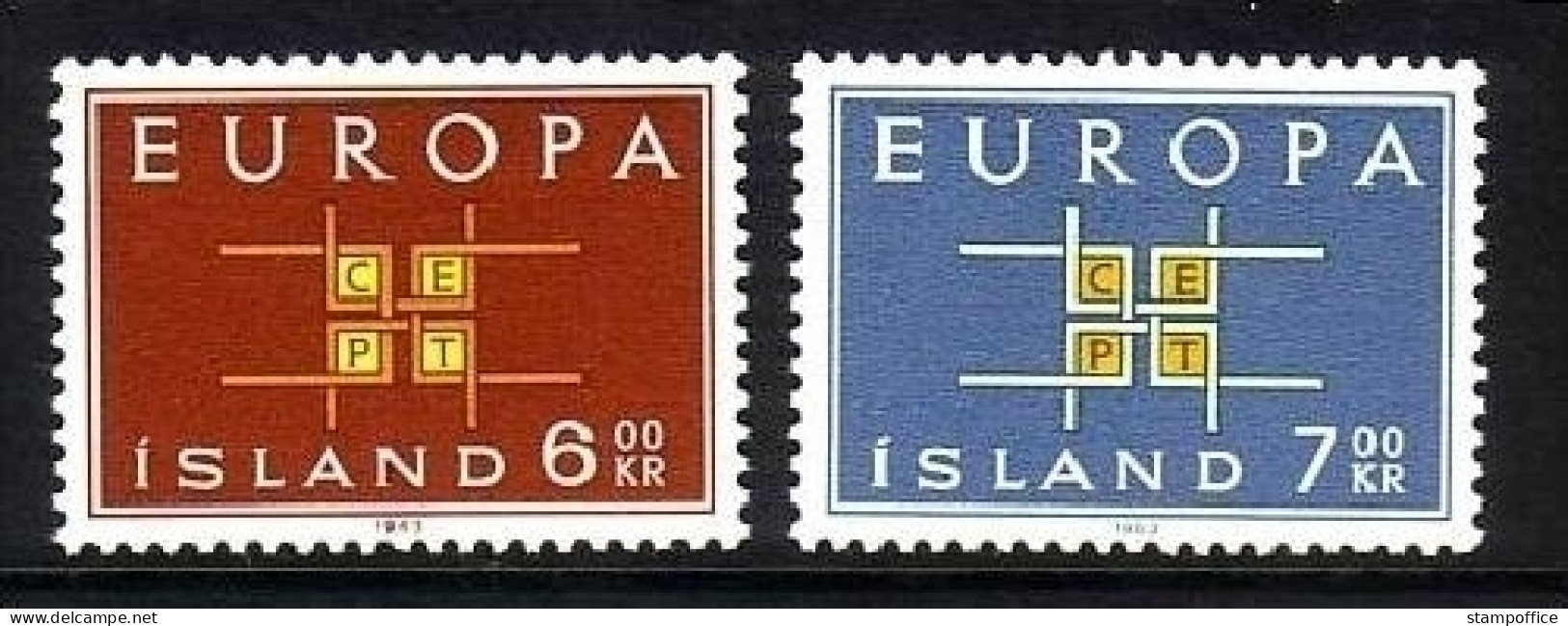 ISLAND MI-NR. 373-374 POSTFRISCH(MINT) EUROPA 1963 - 1963