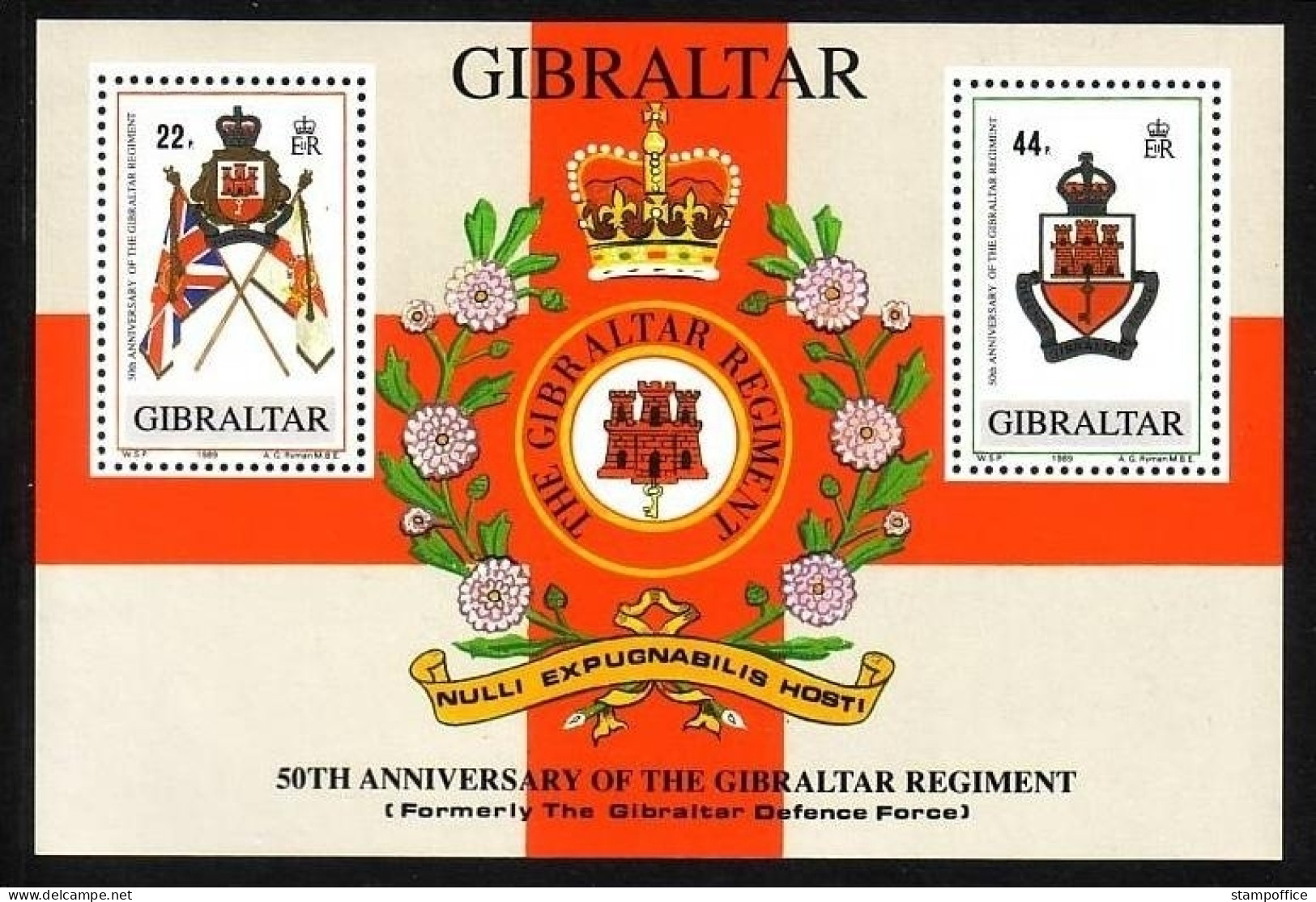 GIBRALTAR BLOCK 12 POSTFRISCH(MINT) REGIMENTSWAPPEN 1989 - Gibraltar