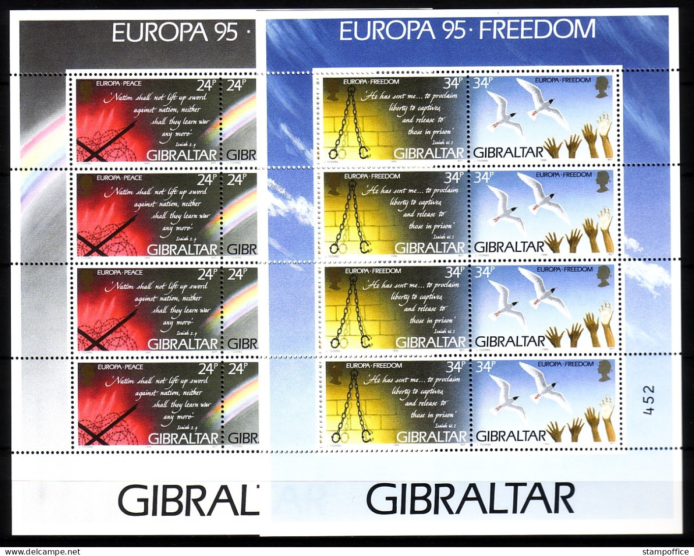 GIBRALTAR MI-NR. 710-713 POSTFRISCH(MINT) EUROPA 1995 FRIEDEN Und FREIHEIT - 1995