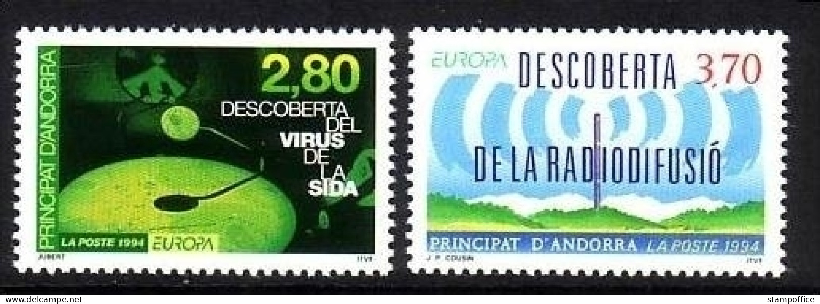 ANDORRA FRANZÖSISCH MI-NR. 465-466 POSTFRISCH(MINT) EUROPA 1994 - ENTDECKUNGEN AIDS-VIRUS RADIOWELLEN - 1994