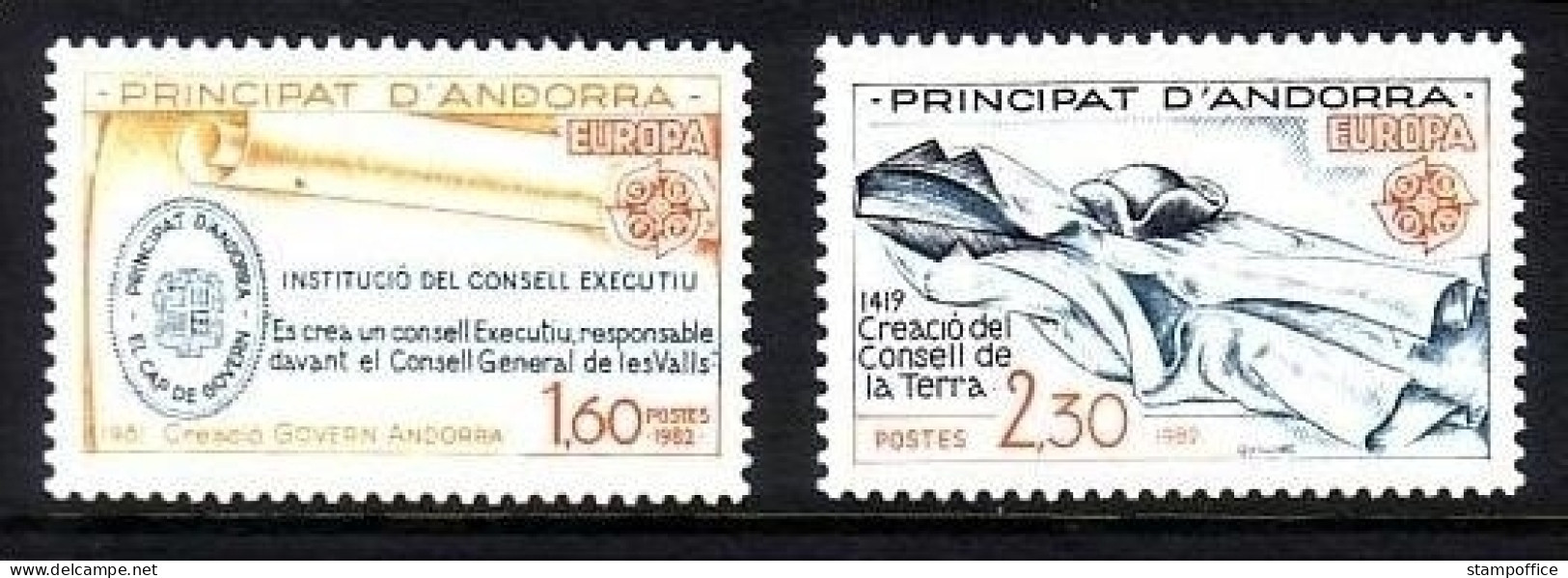 ANDORRA FRANZÖSISCH MI-NR. 321-322 POSTFRISCH(MINT) EUROPA 1982 HISTORISCHE EREIGNISSE - 1982