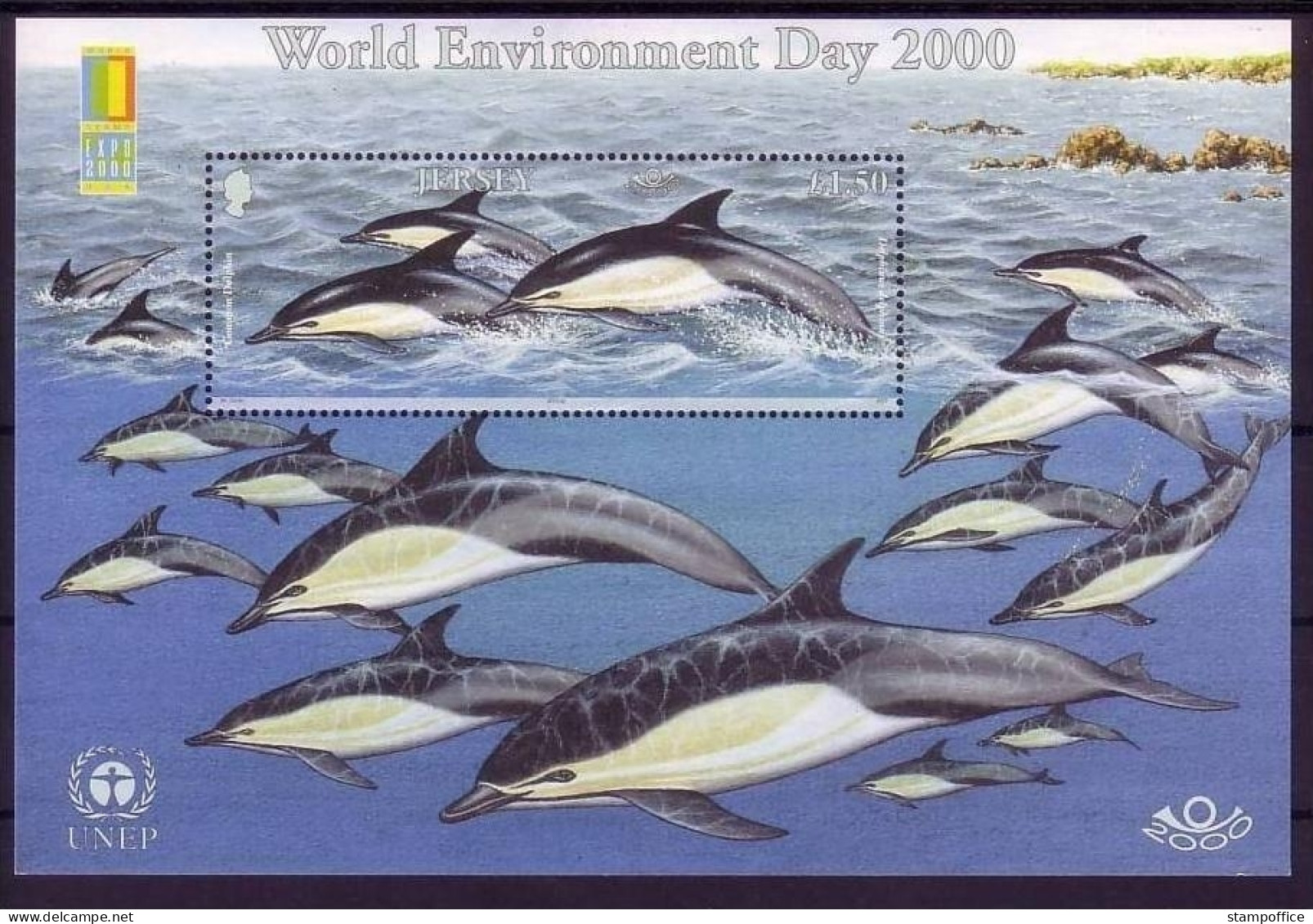 JERSEY BLOCK 26 I POSTFRISCH(MINT) TAG DER UMWELT 2000 MEERESSÄUGETIERE WALE Und DELFINE - Dolphins