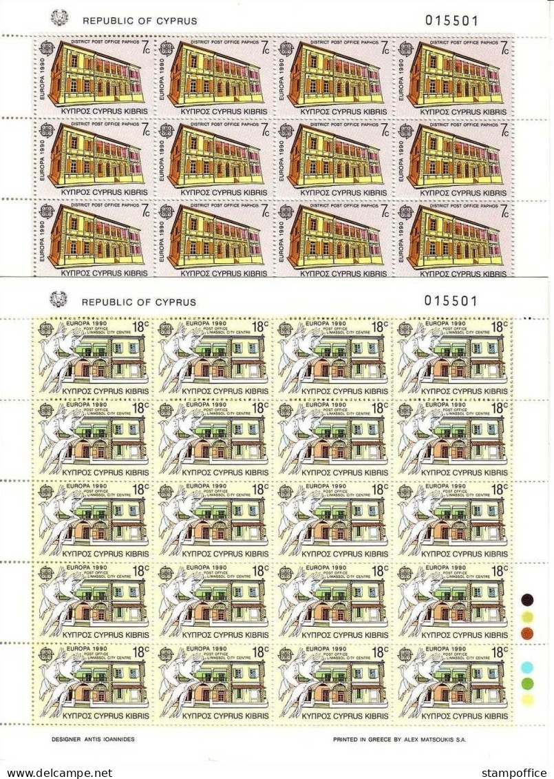 ZYPERN MI-NR. 748-749 POSTFRISCH(MINT) KLEINBOGENSATZ EUROPA 1990 POSTALISCHE EINRICHTUNGEN - 1990