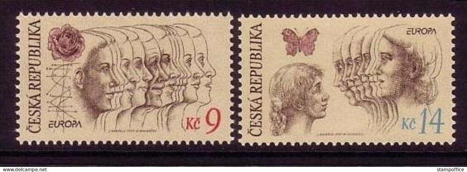 TSCHECHISCHE REPUBLIK MI-NR. 76-77 POSTFRISCH(MINT) EUROPA 1995 FRIEDEN Und FREIHEIT ROSE SCHMETTERLING - 1995