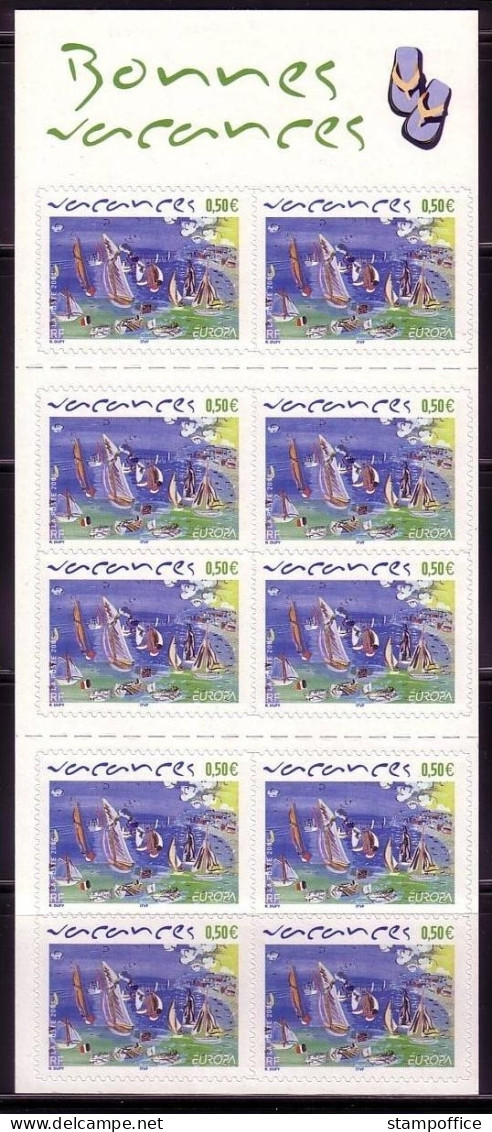 FRANKREICH MH Mit 10 X 3816 POSTFRISCH(MINT) EUROPA 2004 FERIEN SEGELBOOTE GEMÄLDE - 2004