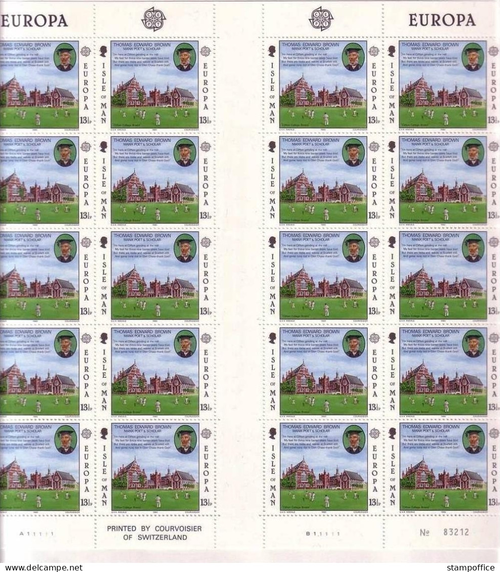 INSEL MAN MI-NR. 164-165 POSTFRISCH(MINT) DOPPELKLEINBOGENSATZ EUROPA 1980 PERSÖNLICHKEITEN - 1980