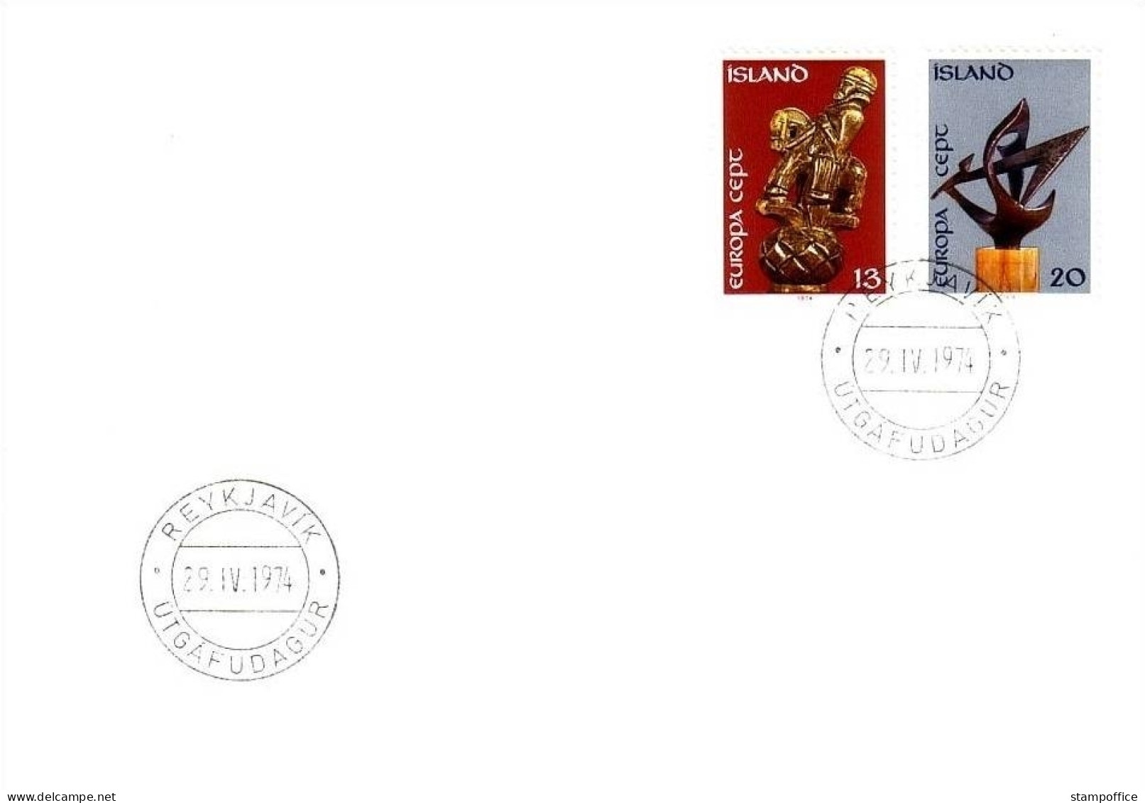 ISLAND MI-NR. 489-490 FDC CEPT 1974 SKULPTUREN - 1974