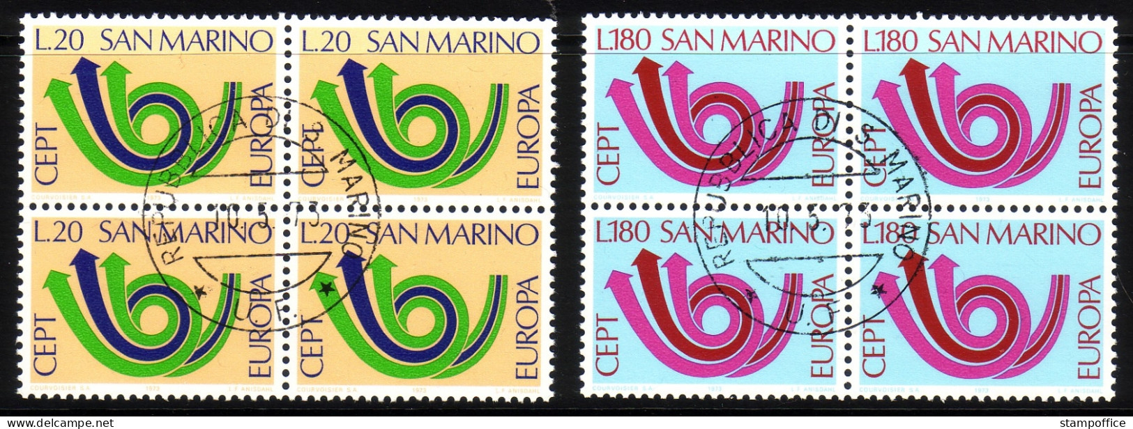 SAN MARINO MI-NR. 1029-1030 GESTEMPELT(USED) 4er BLOCK EUROPA 1973 - POSTHORN - 1973