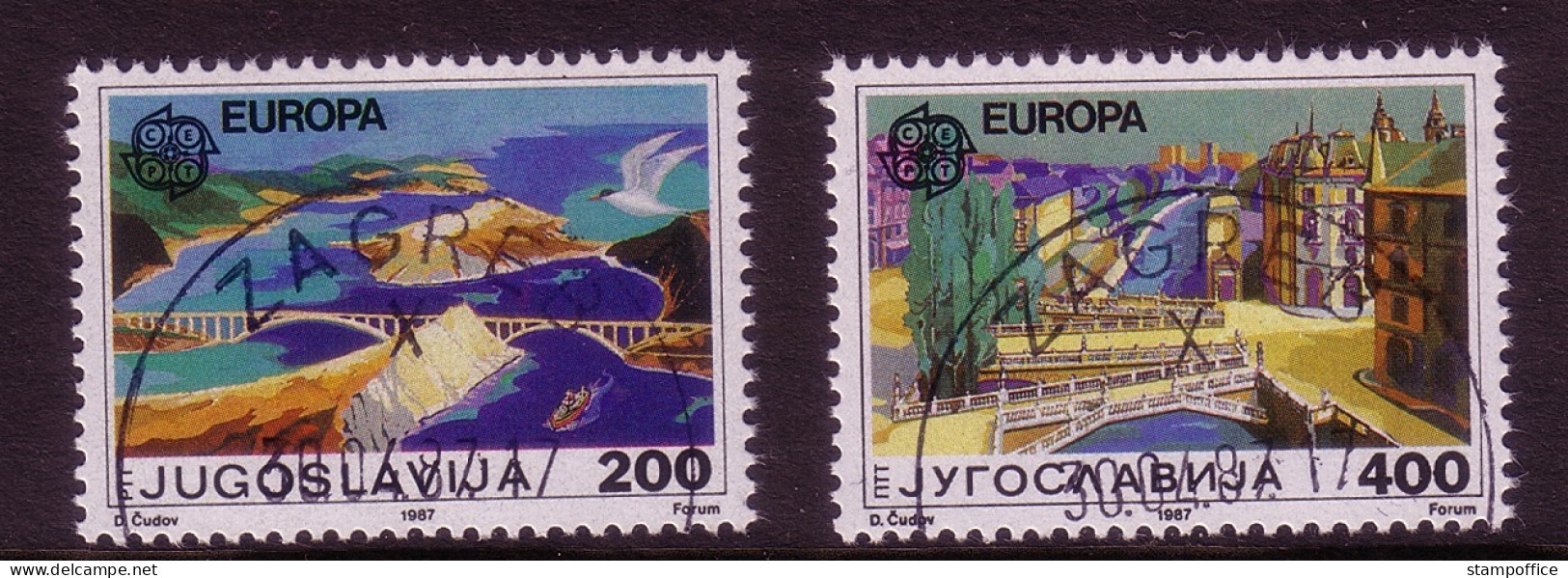 JUGOSLAWIEN MI-NR. 2219-2220 GESTEMPELT(USED) EUROPA 1987 MODERNE ARCHITEKTUR BRÜCKEN - 1987