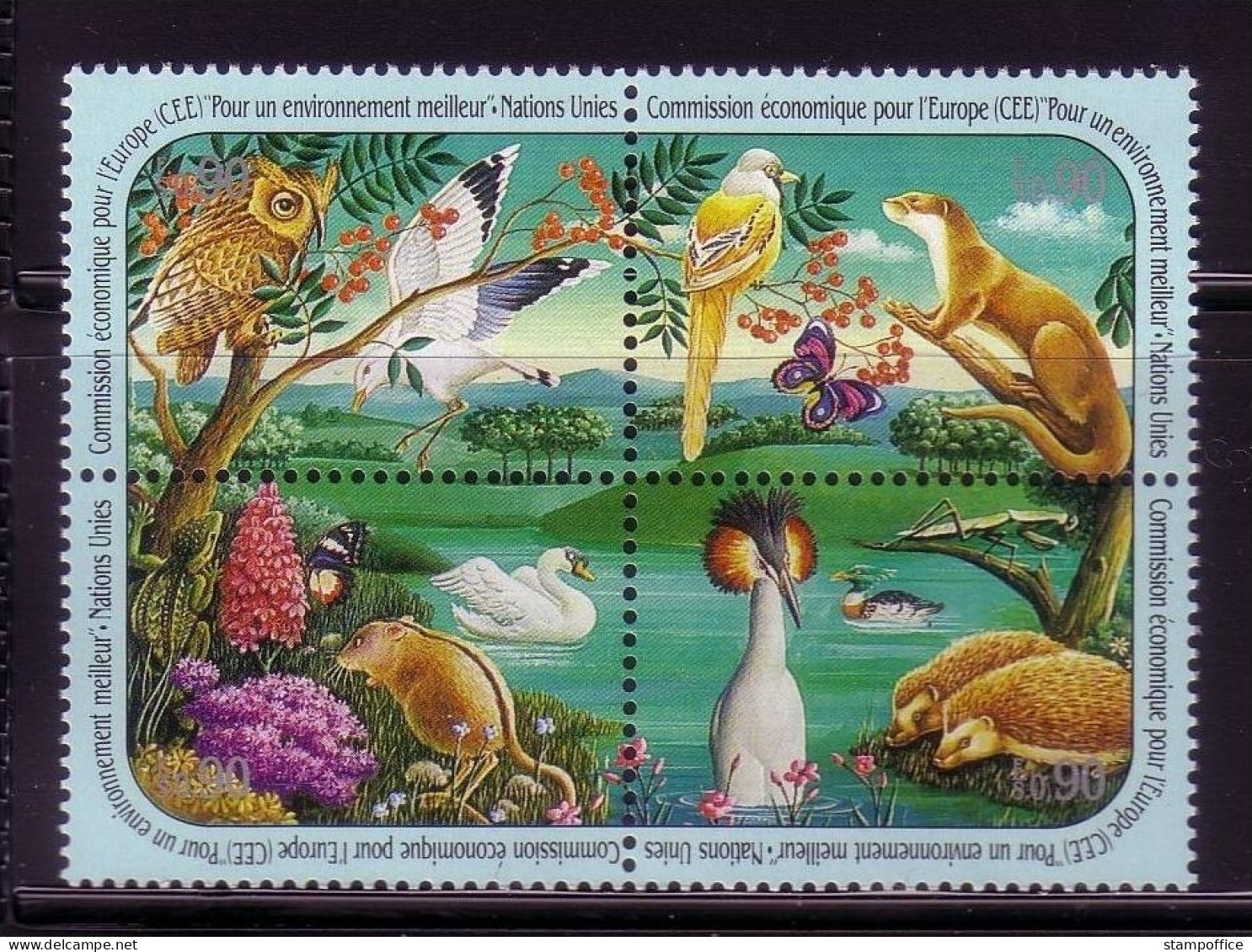 UNO GENF MI-NR. 194-197 POSTFRISCH(MINT) MITLÄUFER 1991 ECE EULE SCHWAN IGEL SCHMETTERLING - Uilen