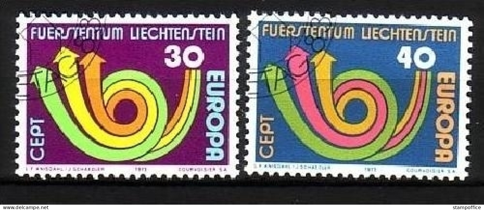 LIECHTENSTEIN MI-NR. 579-580 GESTEMPELT(USED) EUROPA 1973 POSTHORN - 1973