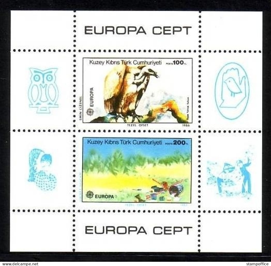 TÜRKISCH ZYPERN BLOCK 5 POSTFRISCH(MINT) EUROPA 1986 NATUR- Und UMWELTSCHUTZ GÄNSEGEIER - 1986