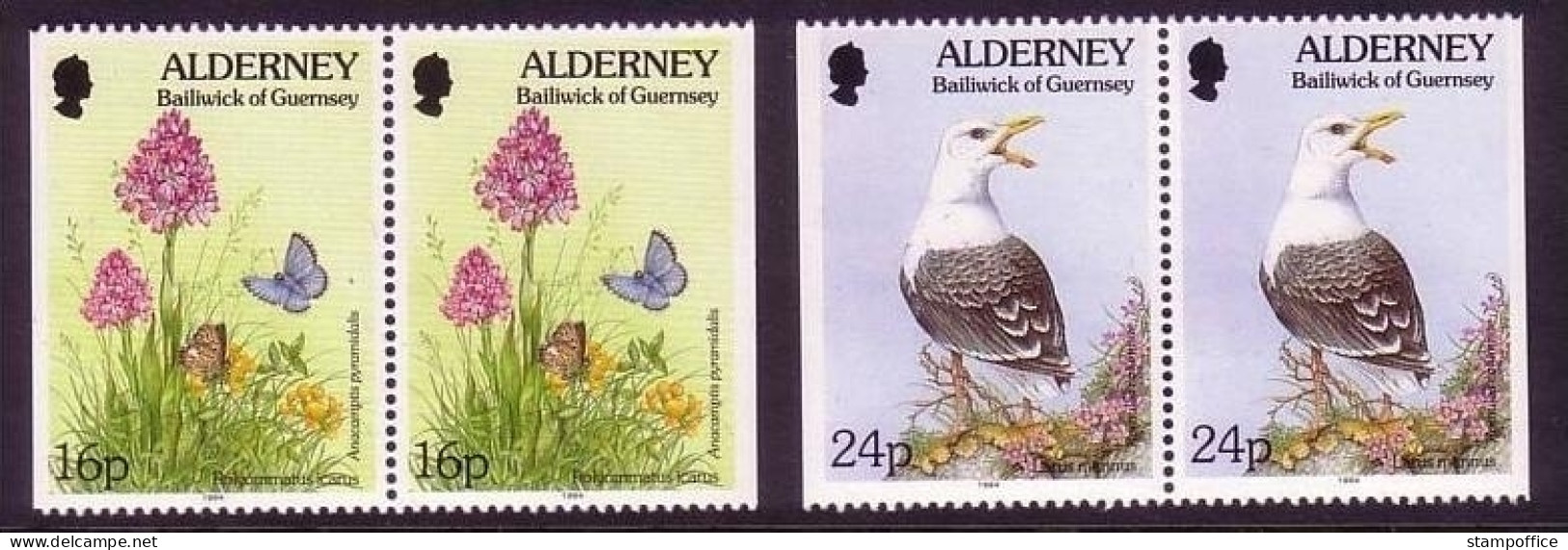 ALDERNEY MI-NR. 75 Und 77 POSTFRISCH(MINT) Pärchen FLORA Und FAUNA - HAUHECHEL BLÄULING - MANTELMÖWE - Alderney