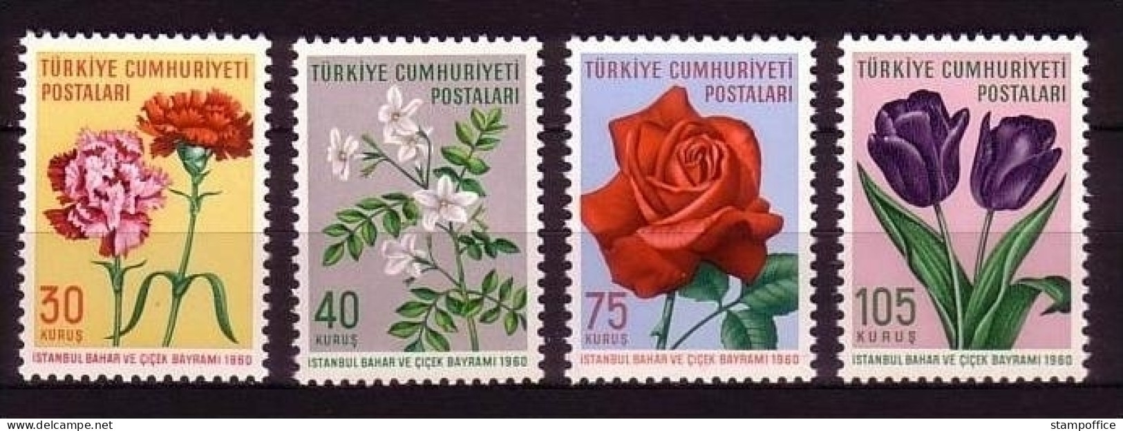 TÜRKEI MI-NR. 1735-1738 POSTFRISCH(MINT) FRÜHLINGSFEST IN ISTANBUL ROSE, NELKE, JASMIN, TULPE - Ungebraucht