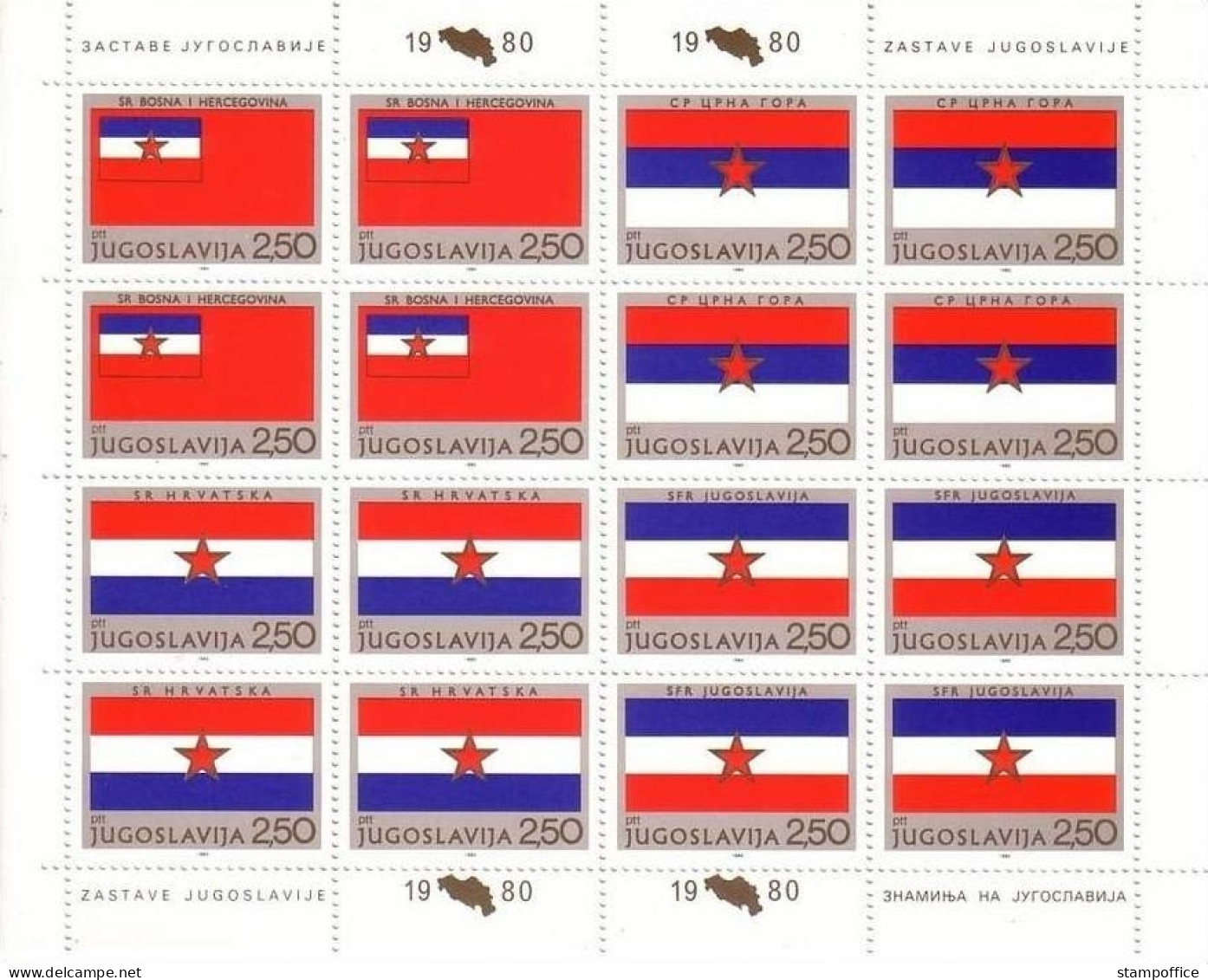 JUGOSLAWIEN MI-NR. 1859-1866 POSTFRISCH(MINT) KLEINBOGENSATZ TAG DER REPUBLIK - FLAGGEN - Stamps