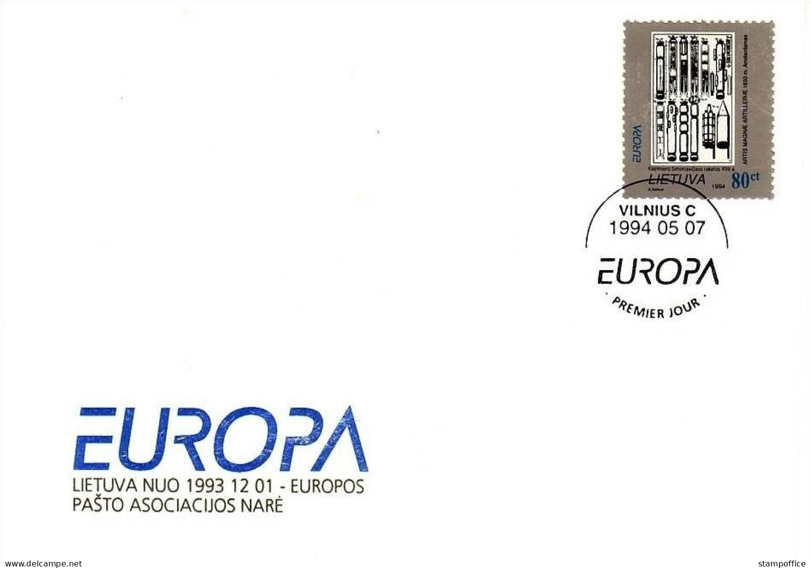 LITAUEN MI-NR. 555 FDC EUROPA 1994 ENTDECKUNGEN UND ERFINDUNGEN RAKETENKONSTRUKTION - 1994