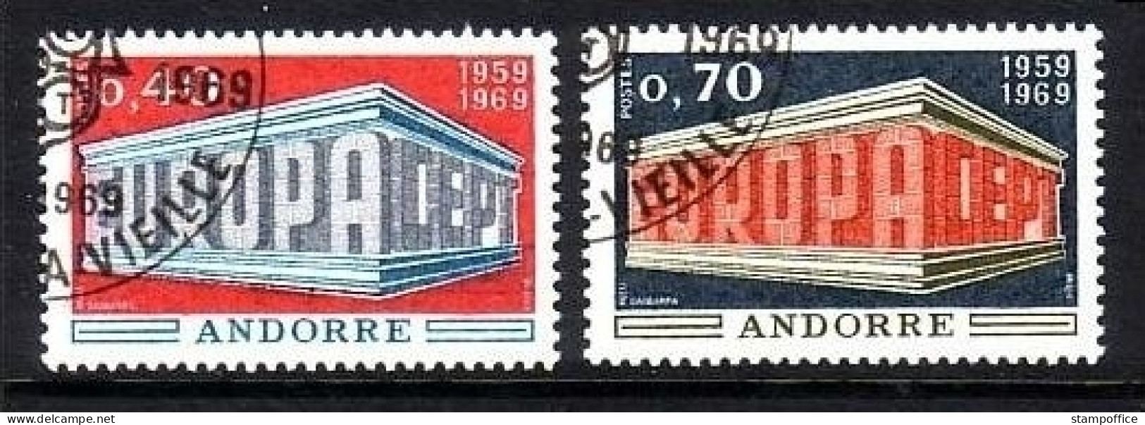 FRANZÖSISCH ANDORRA MI-NR. 214-215 GESTEMPELT(USED) EUROPA 1969 - 1969