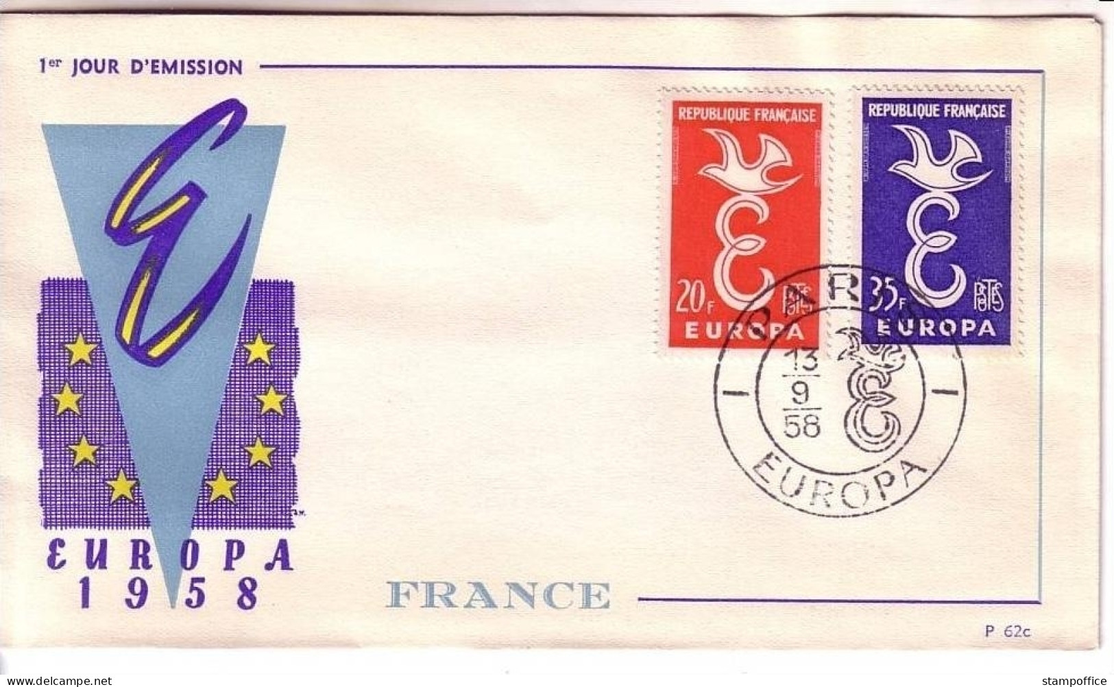 FRANKREICH MI-NR. 1210-1211 FDC EUROPA CEPT 1958 TAUBE - 1958