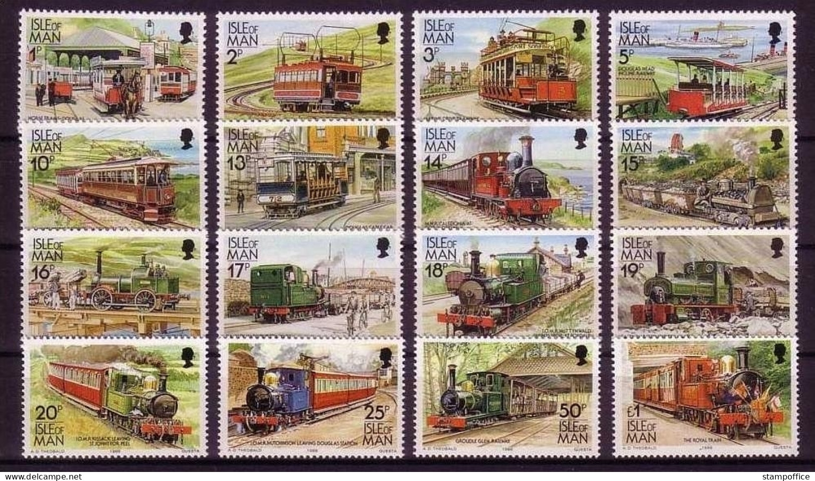 ISLE OF MAN MI-NR. 351-362 Und 381-384 POSTFRISCH(MINT) STRASSENBAHNEN Und EISENBAHNEN - Tranvie