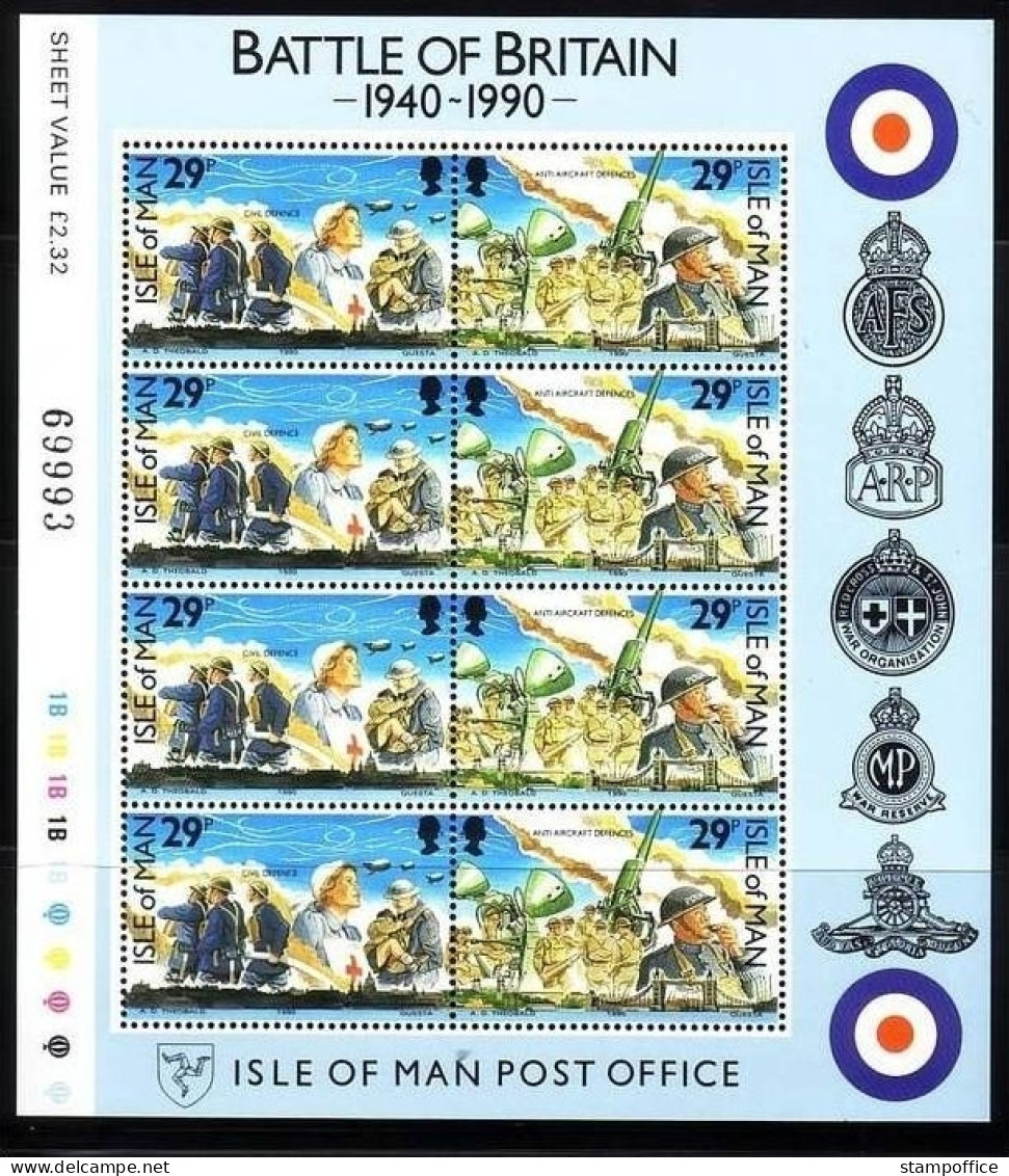 ISLE OF MAN MI-NR. 442-447 POSTFRISCH(MINT) KLEINBOGENSATZ LUFTSCHLACHT UM ENGLAND 1990 FLUGZEUGE - Isola Di Man