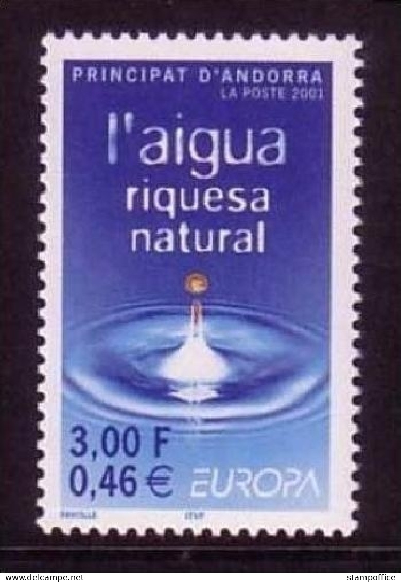 ANDORRA FRANZÖSISCH MI-NR. 567 POSTFRISCH(MINT) EUROPA 2001 Wasser - Neufs