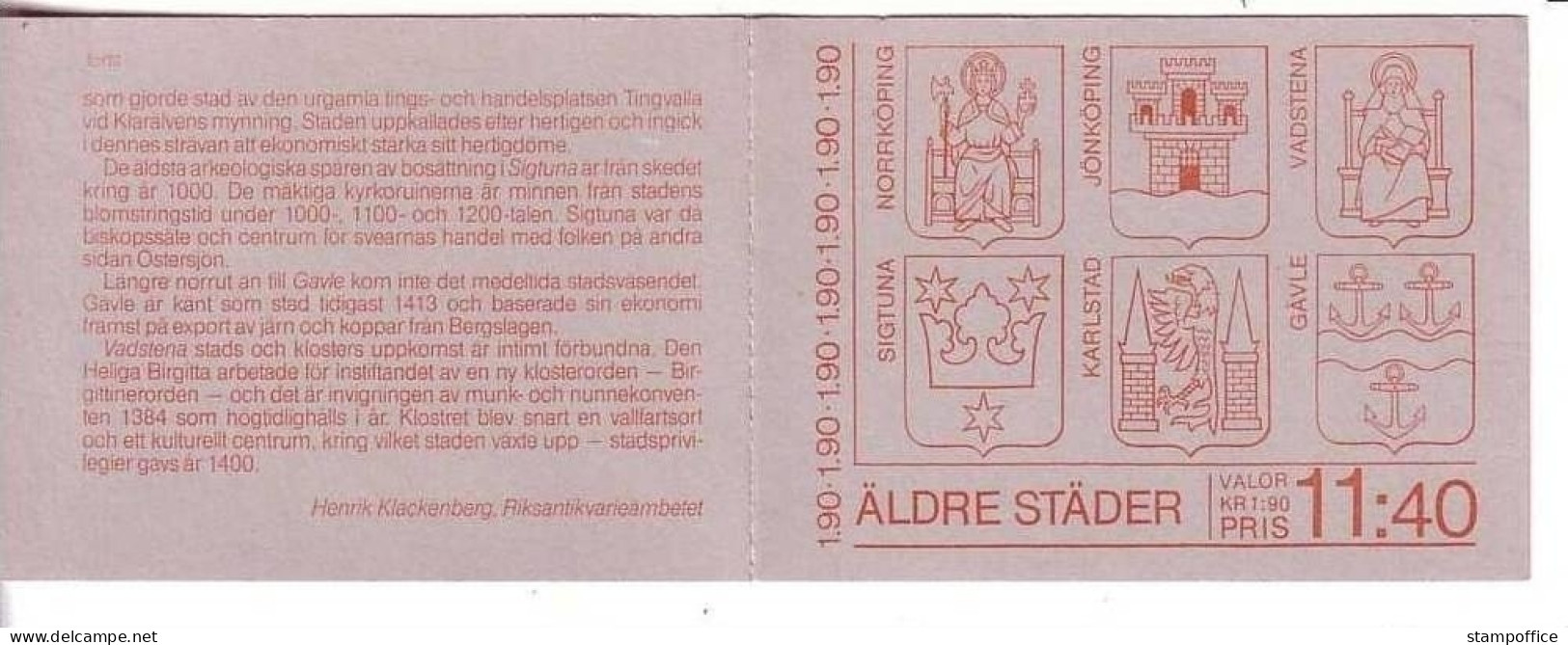 SCHWEDEN MH 101 POSTFRISCH(MINT) STÄDTEANSICHTEN 1984 KUTSCHEN PFERDE SCHIFFE - 1981-..