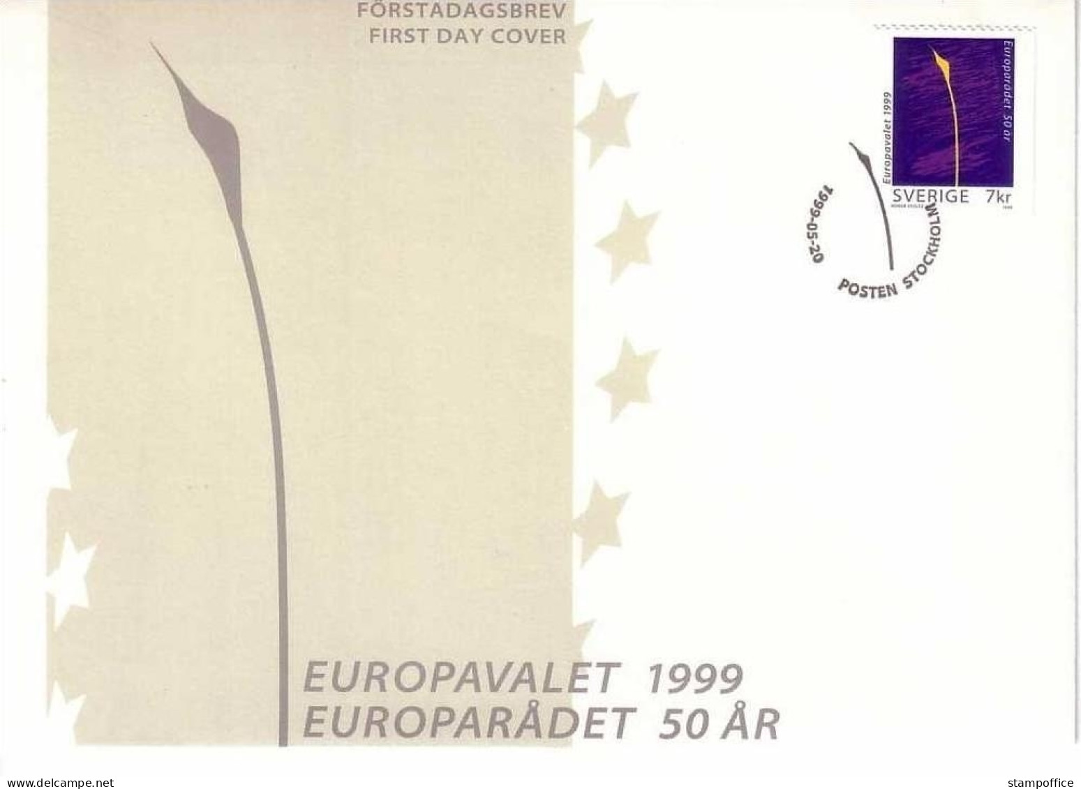 SCHWEDEN MI-NR. 2124 FDC MITLÄUFER 1999 EUROPARAT - FDC