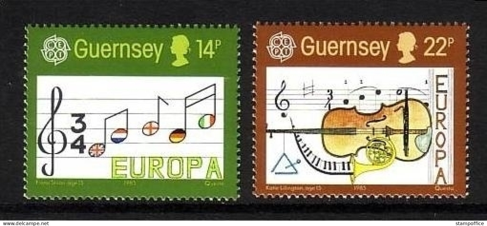 GUERNSEY MI-NR. 322-323 POSTFRISCH EUROPA 1985 JAHR DER MUSIK - 1985