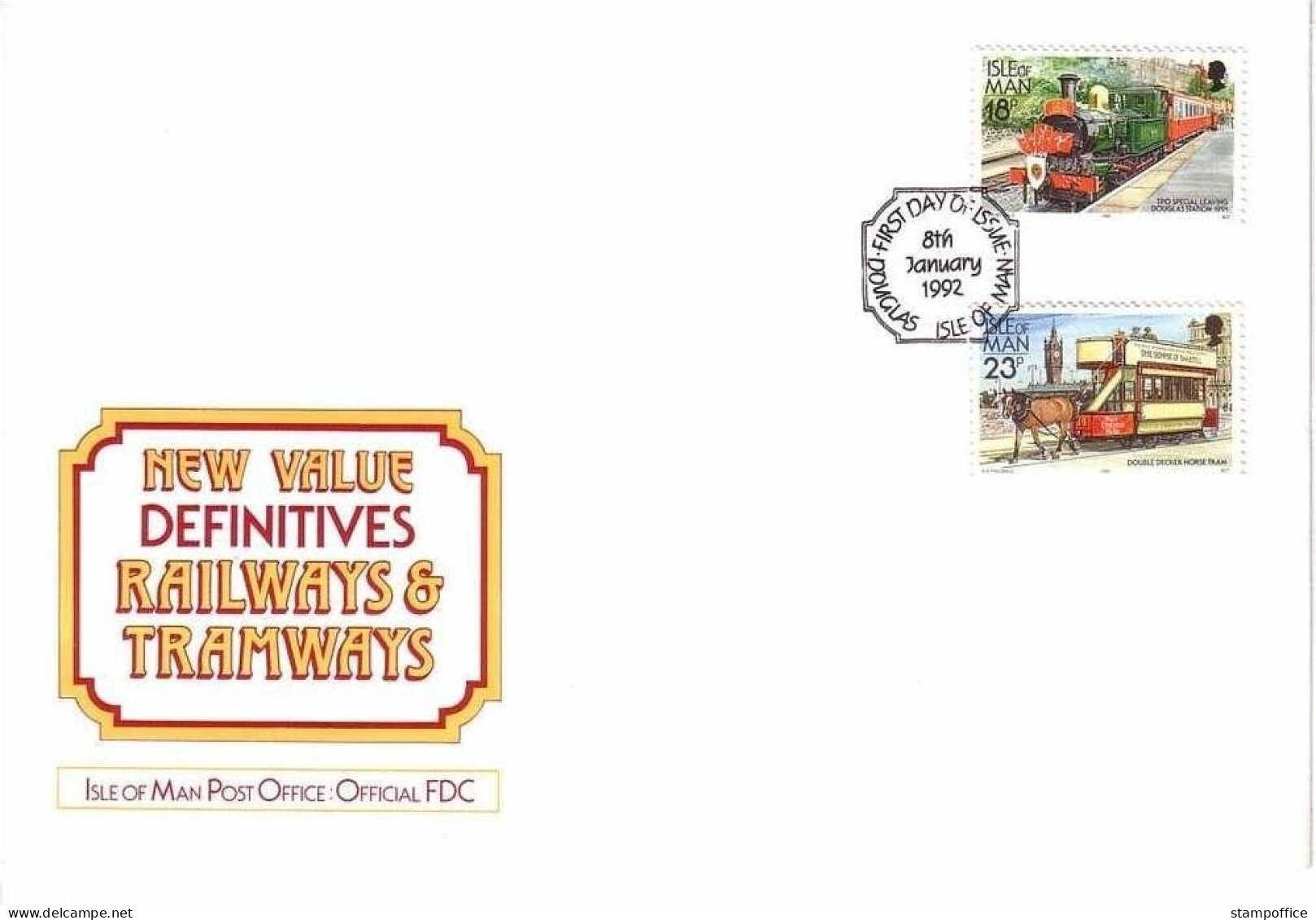 ISLE OF MAN MI-NR. 490-491 FDC STRASSENBAHN Und EISENBAHN - Tranvie